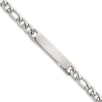 Stainless Steel Polished 8.5in ID Figaro Chain Bracelet