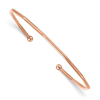 Stainless Steel Polished Rose IP-plated Geometric Cuff Bangle