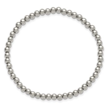 Chisel Stainless Steel Polished Beaded Small Stretch Bracelet — alternate view