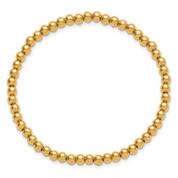 Chisel Stainless Steel Polished Yellow IP-plated Beaded Small Stretch Bracelet — alternate view