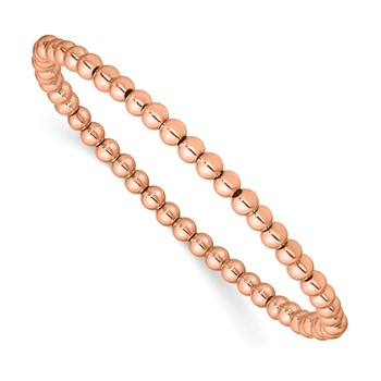 Chisel Stainless Steel Polished Rose IP-plated Beaded Small Stretch Bracelet
