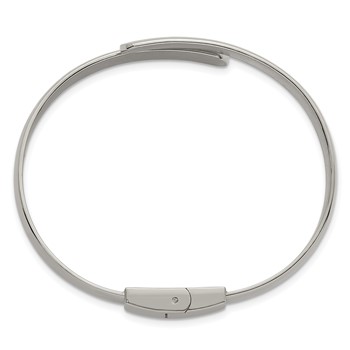 Stainless Steel Polished Spring Hinged Cuff Bangle — alternate view