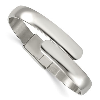 Stainless Steel Polished Spring Hinged Cuff Bangle