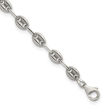 Chisel Stainless Steel with Sterling Silver Polished 6 inch Anchor Link Bracelet