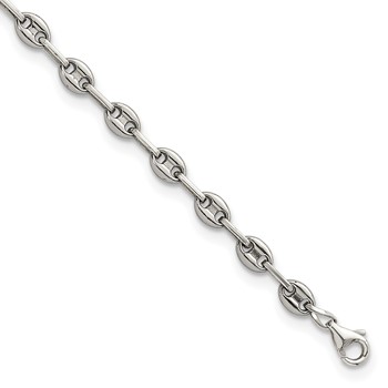 Chisel Stainless Steel with Sterling Silver Polished 7.5 inch Anchor Link Bracelet