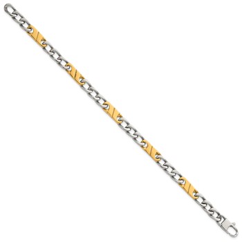 Stainless Steel Polished Yellow IP-plated Link 8.5in Bracelet — alternate view