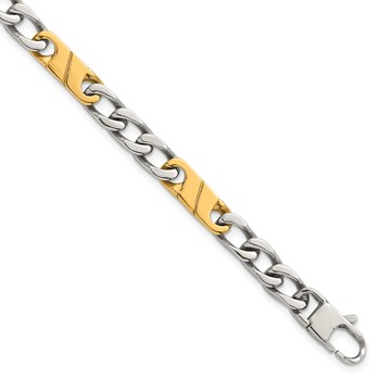 Stainless Steel Polished Yellow IP-plated Link 8.5in Bracelet