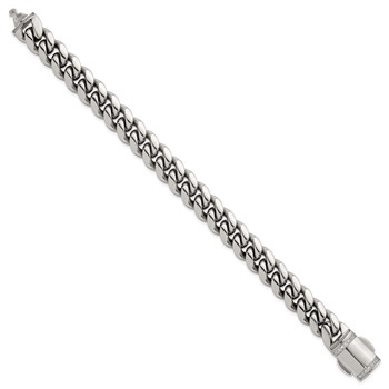 Chisel Stainless Steel Polished 12mm 8.25 inch Curb Link Bracelet with CZ Clasp — alternate view