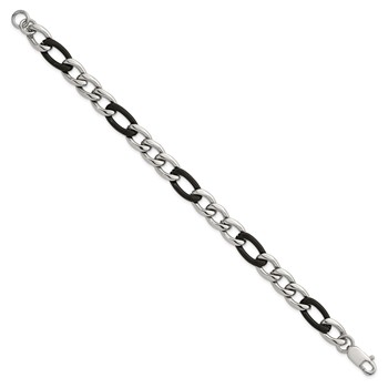 Chisel Stainless Steel Polished Black IP-plated 8.5 inch Flat Figaro Bracelet — alternate view
