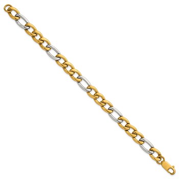 Chisel Stainless Steel Polished Yellow IP-plated 8.5 inch Flat Figaro Bracelet — alternate view