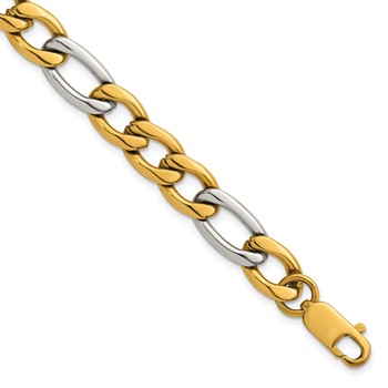 Chisel Stainless Steel Polished Yellow IP-plated 8.5 inch Flat Figaro Bracelet
