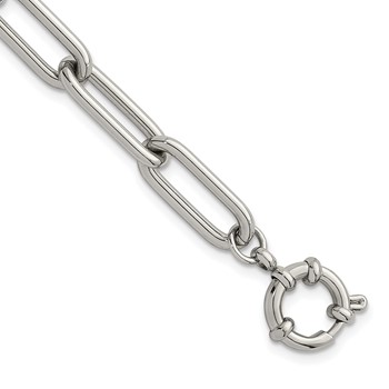 Stainless Steel Polished 8mm Open Link 7.5in Bracelet