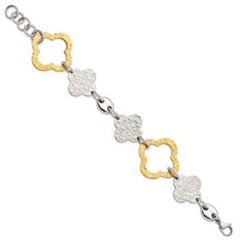 Chisel Stainless Steel Yellow IP-plated Polished & Textured Fancy Link Bracelet — alternate view