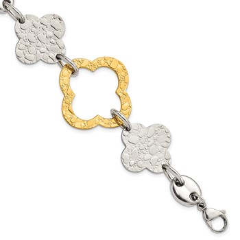 Chisel Stainless Steel Yellow IP-plated Polished & Textured Fancy Link Bracelet