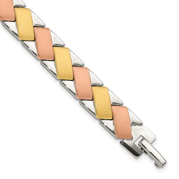 Stainless Steel Rose & Gold-plated 8in Bracelet