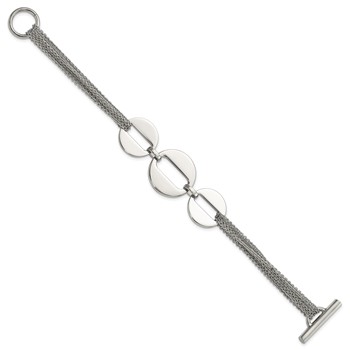 Stainless Steel Polished Circles 7.5in Multistrand Bracelet — alternate view