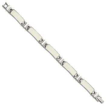 Stainless Steel Polished White Enamel Link Bracelet — alternate view