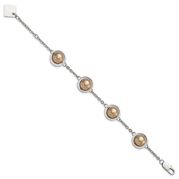 Stainless Steel Polished Champagne Beads w/1in ext Bracelet — alternate view