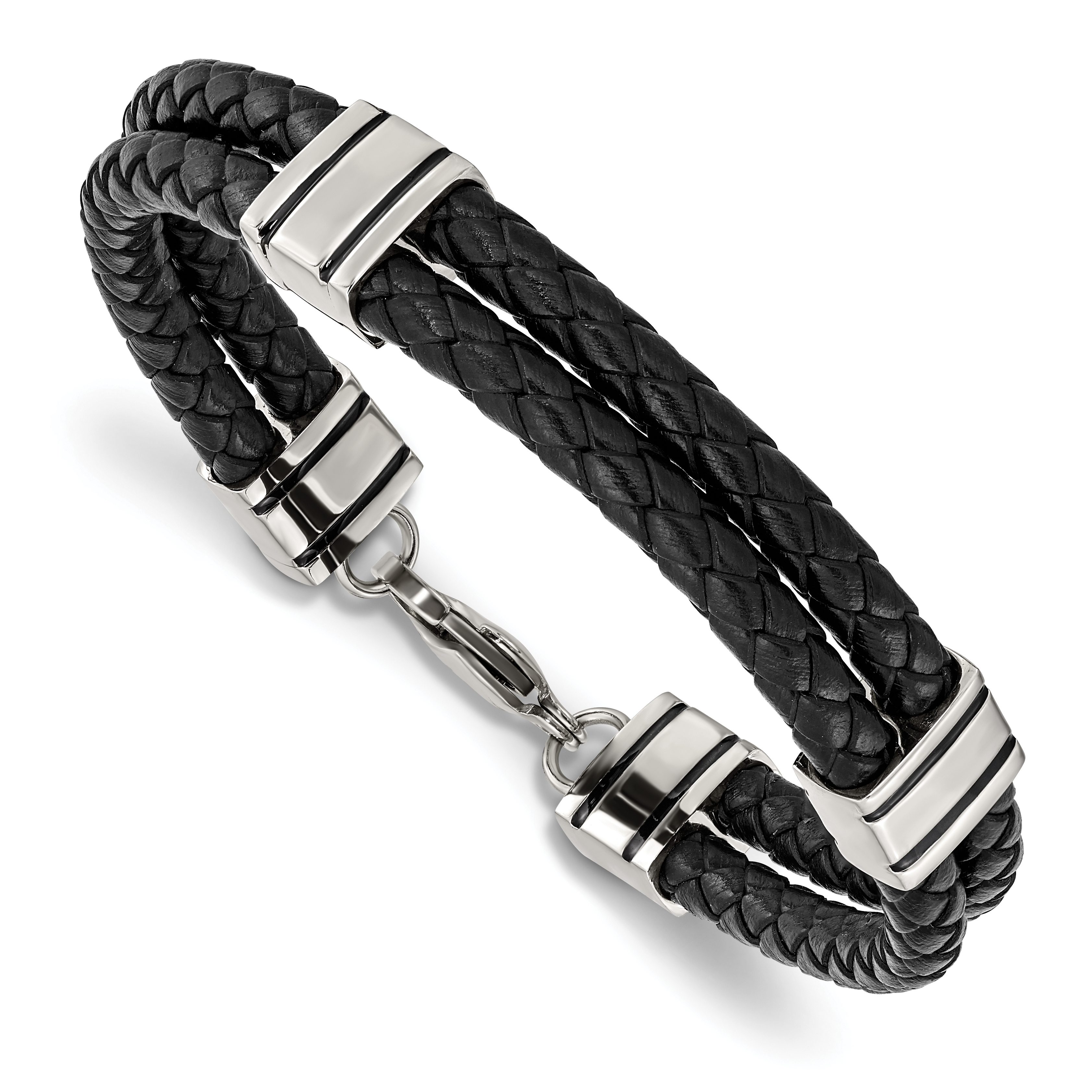 Black 3-Layer Beaded Leather Bracelet | Classy Men Collection
