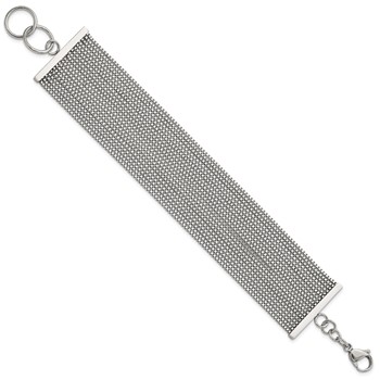 Stainless Steel Polished Multi-strand Box Chain Bracelet — alternate view
