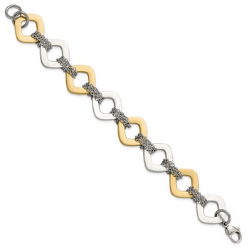 Stainless Steel Yellow IP plated Brushed Link Bracelet — alternate view