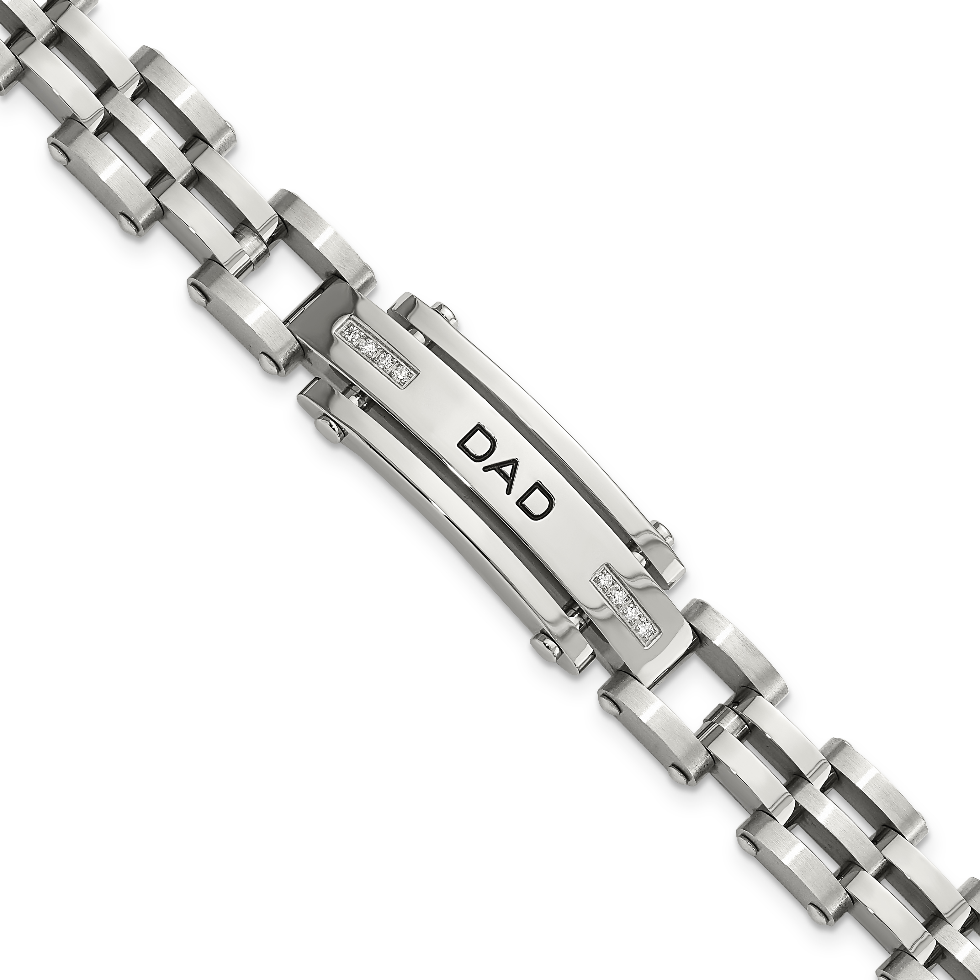 Chisel Stainless Steel Polished with CZ DAD 8.5 inch Bracelet