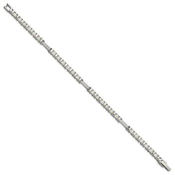 Stainless Steel Polished CZ & White Ceramic Link Bracelet — alternate view