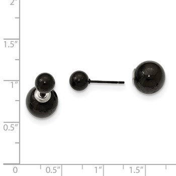 Stainless Steel Polished Black IP-plated Ball Reversible Post Earrings — alternate view