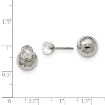 Stainless Steel Polished Ball w/Clear Glass Reversible Ball Post Earrings — alternate view