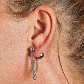 Stainless Steel Polished Reversible Ball Post Dangles — alternate view