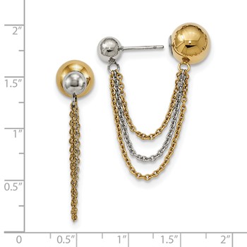 Stainless Steel Polished & Yellow IP-plated Ball Reversible Post Dangles — alternate view