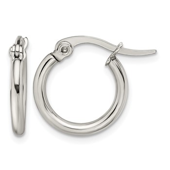 Chisel Stainless Steel Polished 15.5mm Diameter 2mm Hoop Earrings