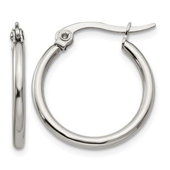 Chisel Stainless Steel Polished 19.5mm Diameter 2mm Hoop Earrings