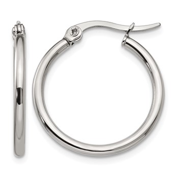 Chisel Stainless Steel Polished 22mm Diameter 2mm Hoop Earrings