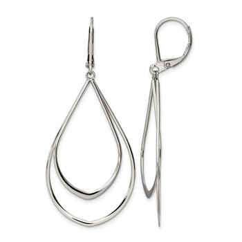 Chisel Stainless Steel Polished Double Teardrop Dangle Leverback Earrings