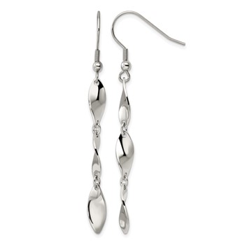 Chisel Stainless Steel Polished Twisted Dangle Shepherd Hook Earrings