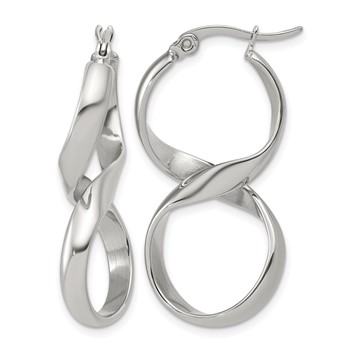 Chisel Stainless Steel Polished Infinity Symbol Twist Hoop Earrings