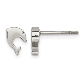 Chisel Stainless Steel Polished Dolphin Post Earrings