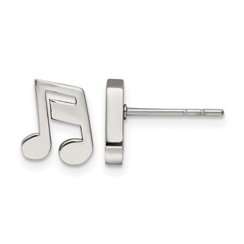 Chisel Stainless Steel Polished Music Note Post Earrings