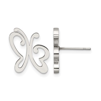 Chisel Stainless Steel Polished Butterfly Post Earrings