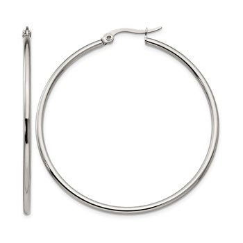 Chisel Stainless Steel Polished 48mm Diameter 2mm Hoop Earrings