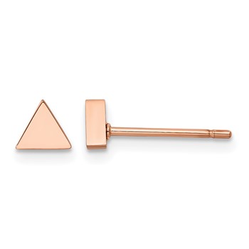 Chisel Stainless Steel Polished Rose IP-plated Triangle Post Earrings