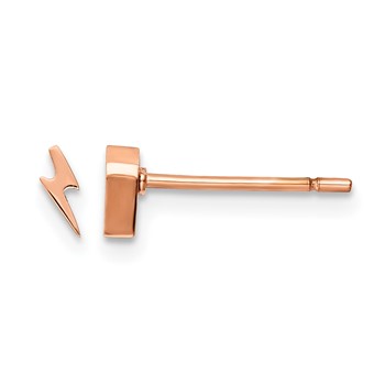 Chisel Stainless Steel Polished Rose IP-plated Lightning Bolt Post Earrings