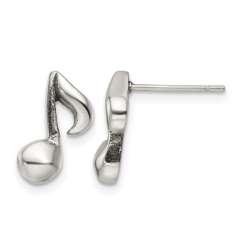Chisel Stainless Steel Polished Music Note Post Earrings