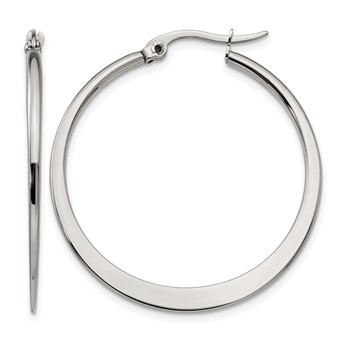 Chisel Stainless Steel Polished 34mm Diameter Hoop Earrings