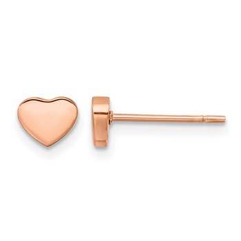 Chisel Stainless Steel Polished Rose IP-plated Heart Post Earrings