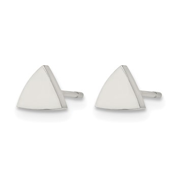 Stainless Steel Polished Triangle Post Earrings — alternate view
