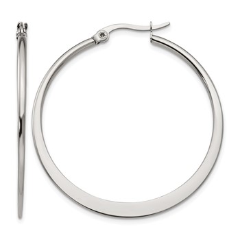Chisel Stainless Steel Polished 40mm Diameter Hoop Earrings