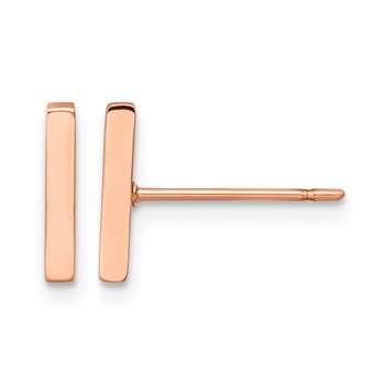 Chisel Stainless Steel Polished Rose IP-plated Bar Post Earrings