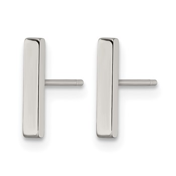 Chisel Stainless Steel Polished Bar Post Earrings — alternate view